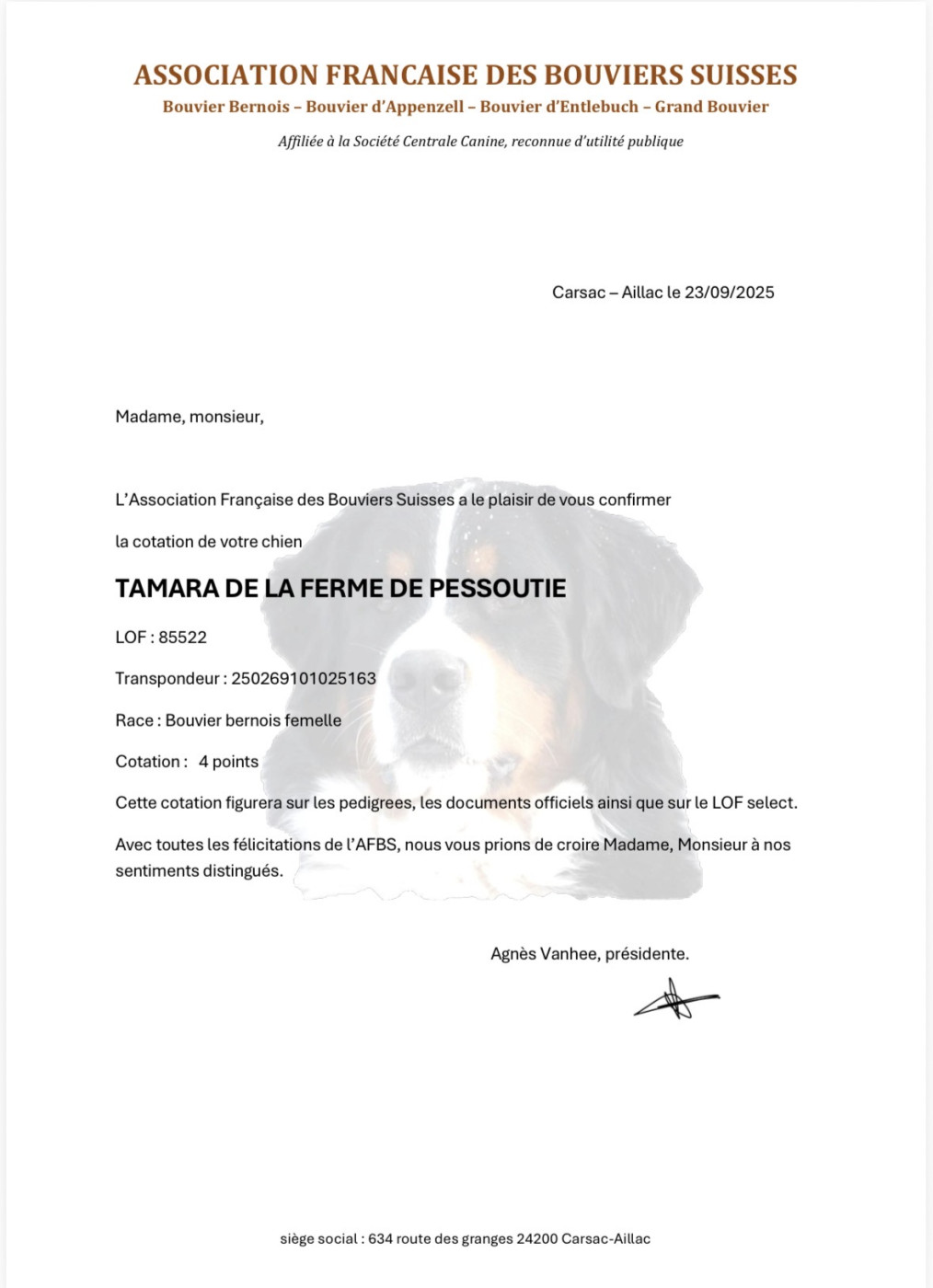 Cotation 4 pour Tamara